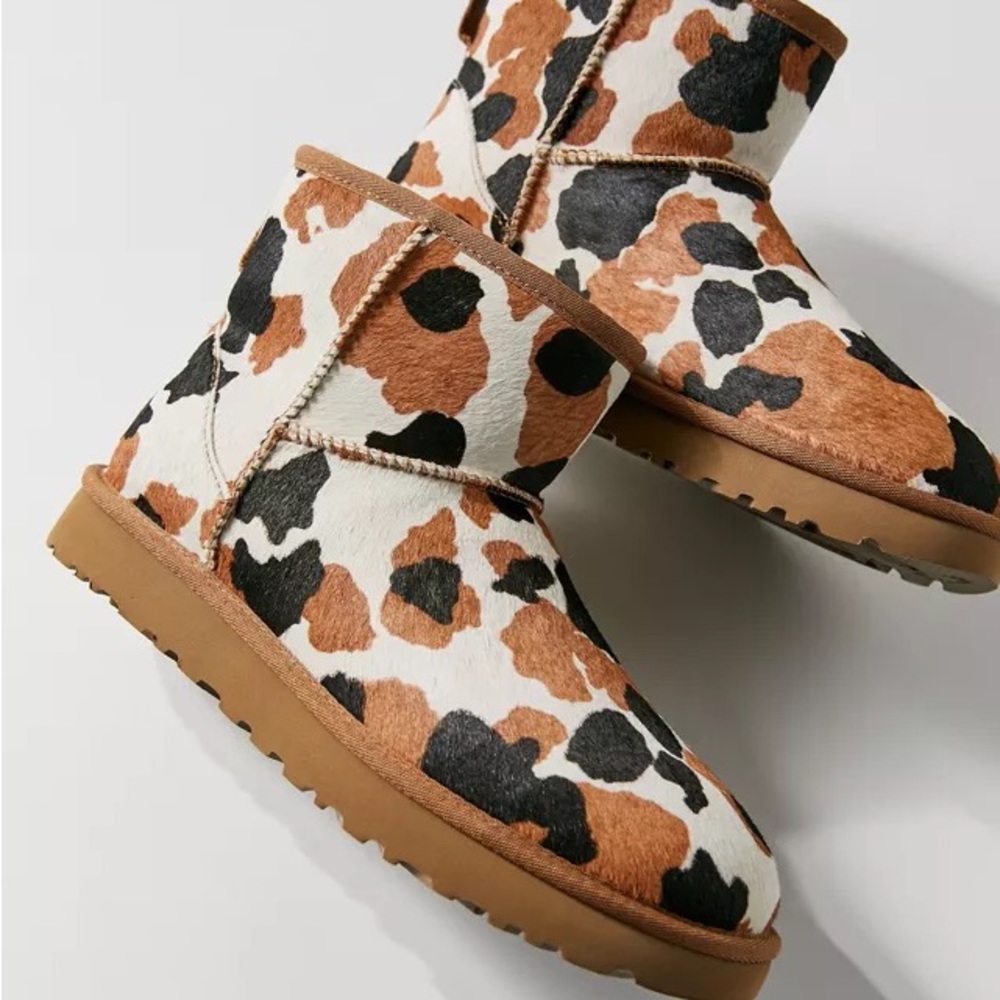 NWOT UGG Classic Mini Cow Print Calf Hair Boot